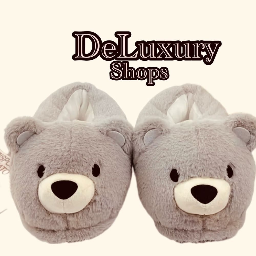 Gray Kawaii Bear Slipper